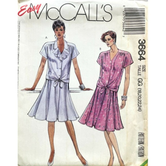 Vintage Tie-Front Blouse and Skirt, Ruffle Neck Blouse Pull Over Dress. - Picture 1 of 3